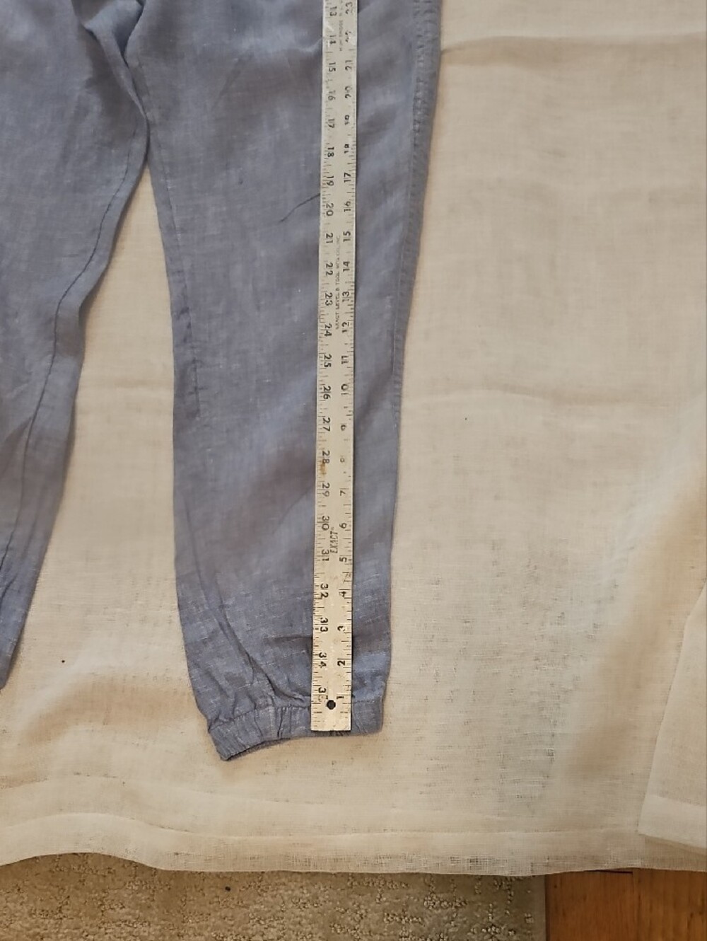 Athleta Women's Light Blue Drawstring 100% Linen Joggers Size 4 - Picture 8 of 13